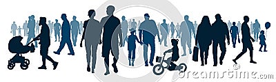 National public audience. Crowd of people walking people are going. Vector Illustration